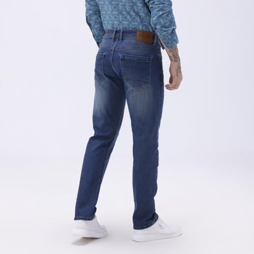 Image of BASICS Premium Cotton Stretch Jeans for Men | Smart Casual Denim