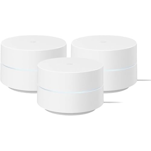 Google WiFi – AC1200 – Mesh WiFi Router System Bundle (3-Pack) – 4500 Sq Ft Coverage – Retail Packaging – Easy Setup, Seamless Signal for Smart Home Devices – Snow