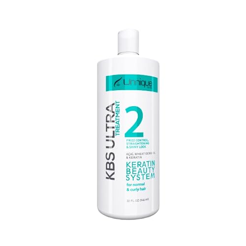 UNNIQUE KBS Ultra keratin Hair Treatment - Ultimate Straightening, Smooth, Shiny & Frizz-free Locks for Normal and Curly Hair 32 FL Oz