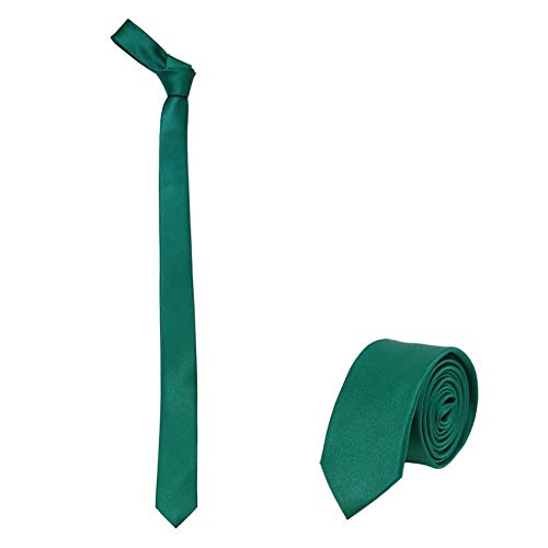 JNJSTELLA Men's Skinny 2" Solid Color Necktie Slim Tie, Green, One size