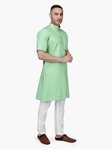 Image of Rajubhai Hargovindas Men's Premium Cotton Half Sleeve Solid Kurta