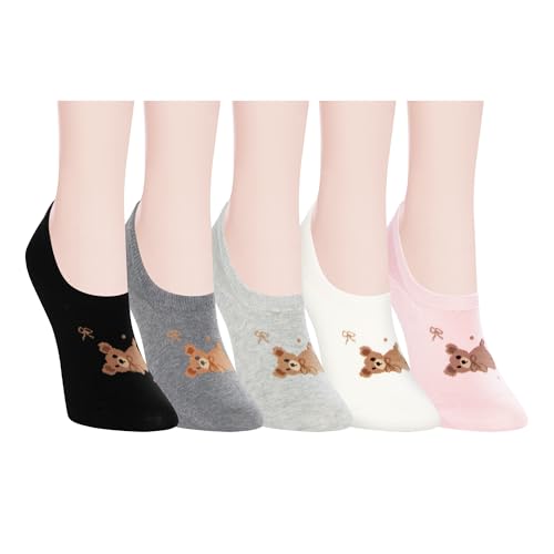Image of Violet Mist Women No Show Socks Animal Patterned Low Cut Liner Socks Girls | Non Slip Invisible Socks, Novelty Funny Pattern Footies Flat Boat Socks Casual, Summer