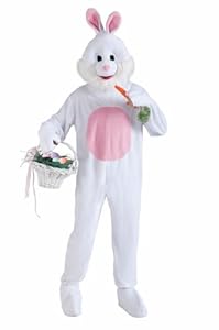 Mascot quality bunny costume Headpiece with see-thru mesh eye openings and jumpsuit with attached shoe covers Adult standard best fits men to size 42 chest, women to dress size 16 Plush mascot costumes feature attached comfort mitts with slip-through...
