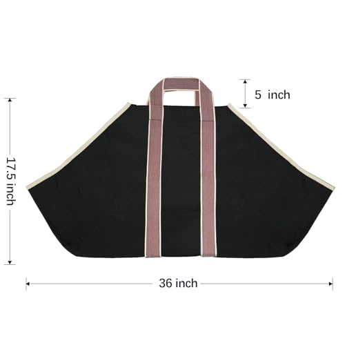 Amagabeli Garden & Home B00020BK Large Canvas Log Tote Bag Carrier Indoor Fireplace Firewood Holder Woodpile Rack Fire Wood Carriers Carrying thumb #1