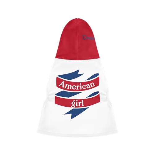 Dreamy Dear All American Pet Hoodie, Red and White, Patriotic