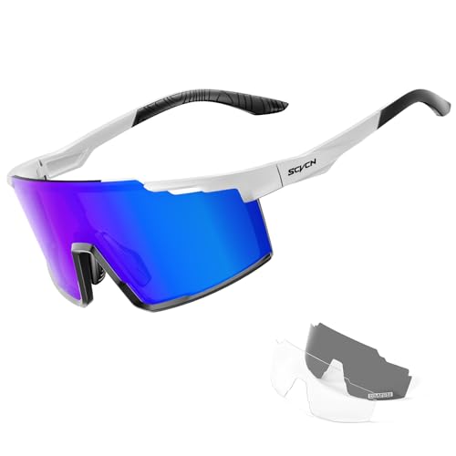 SCVCN Photochromic Cycling Glasses Sports Sunglasses for Men Women Mountain MTB Glasses UV Protection Driving Running S121