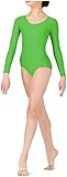 Prime fashions - Maillot de manga larga para niñas, nailon brillante, ajuste cómodo, verde, 7-8 años