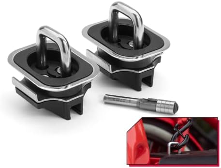 Bull Ring Ford Shorty Low Profile Retractable Truck Bed Tie Down Anchors Compatible with '98-14 Ford F150 with 5.5′ Bed, 10-14 Ford Raptor with Router Bit (1 Pair)