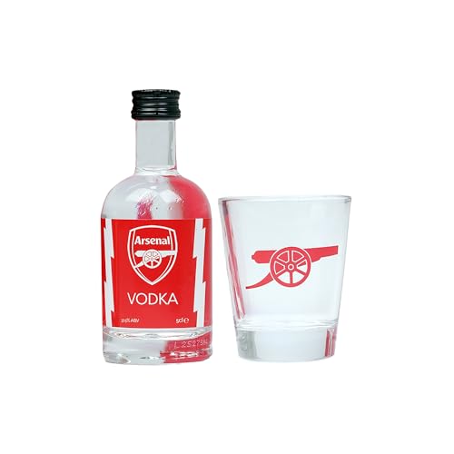 Arsenal F.C. Vodka & Shot Glass Gift Box – 2 x 5cl Miniatures and 2 Branded Glasses – Suitable Gift for Football Fans by Blue Tree Gifts - Image 4