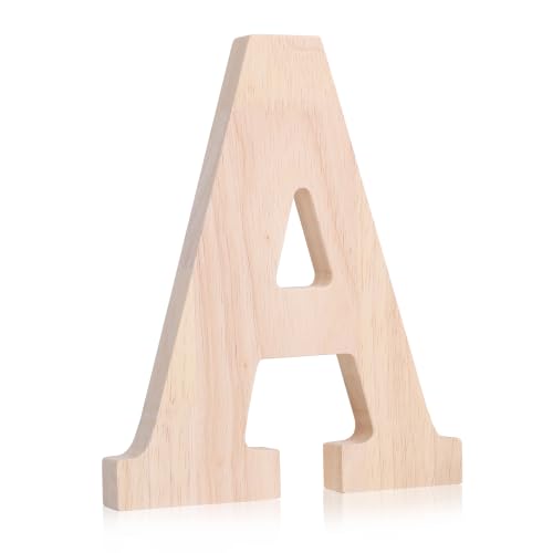 Oubest Wooden Letters for Wall Decor 8 Inch High 0.67 Inch Thick Blank Unfinished Wood Standing Large Alphabet Letters for Crafts Home Table Shelf Party Decor DIY Painting Projects (Letter A)