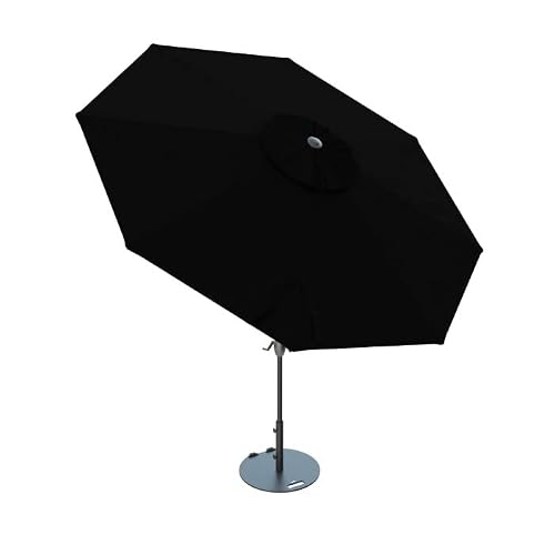 Midtown Umbrellas The Lean 10 Feet Outdoor Umbrella With Sunbrella Black Acrylic Fabric - Auto-Tilt Aluminum Frame Patio Umbrella For Deck, Garden, Pool - Black Pole #TOP2