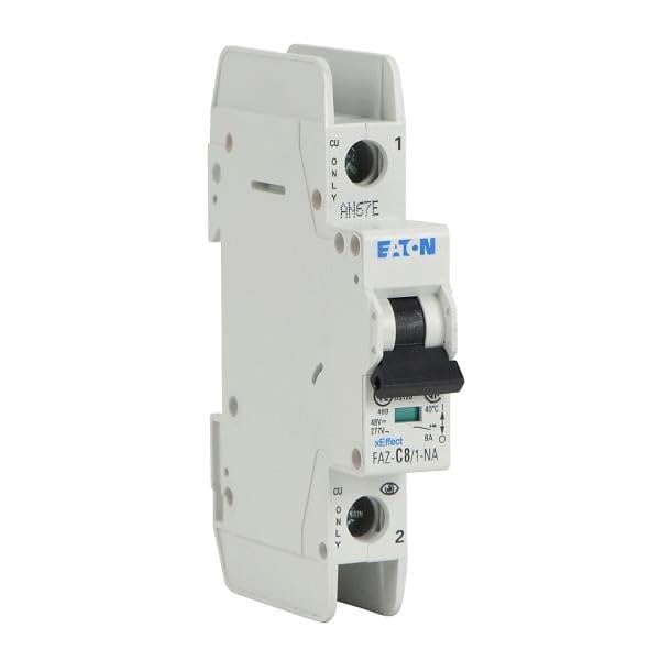 CUTLER HAMMER FAZ-C8/1-NA-SP Miniature, 8 AMP Rating, Single-Pole, Circuit Breaker, C Curve, DIN-Rail Mount, 277/480 VAC Rating, Toggle, FAZ-NA Series