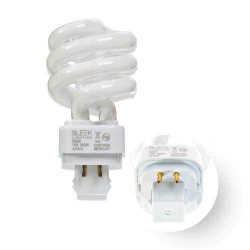 Sleeklighting 13 Watt T3 Spiral Cfl 4 Pin G24Q-1 Base Light Bulb 3500K 800Lm - Compact Fluorescent -Neutral White Light 4Pack #TOP2
