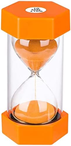 Sand Timer 10 Minute Hourglass Timer: Plastic Sand Clock 10 Minutes, Large Orange Sand Watch 10 Min, Colorful Hour Glass Colorful Sandglass Timer for Kids, Games, Classroom, Kitchen, Decoration