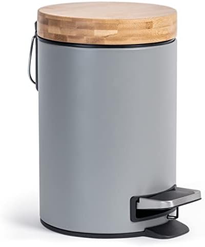 Kazai. 5L Designer Bathroom Bin | Superior Bamboo | Soft Closing | Anti-Finger | Black