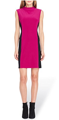 Tahari by Arthur S. Levine Women's Colorblock Scuba Sheath Dress, Magenta/Black (12)