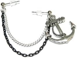 Anchor Double Piercing Chain Earring Handmade