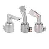 3Pcs Stainless Steel Hot Air Gun Welding Nozzles, 20MM 90 120 Degree Flat Wide Mouth Tubular Welding Gun Nozzle Tips for Diameter 32mm Welding Heat Gun, for Welding PP PVC Plastic Sheet