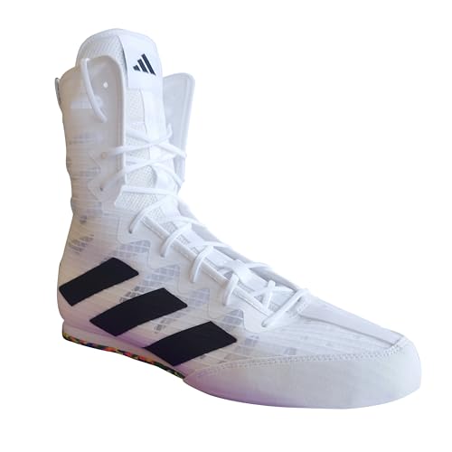 adidas BoxHog4 Boxing Shoes - High-Performance Grip, Comfort, and Modern Style, White/Black, 11.5