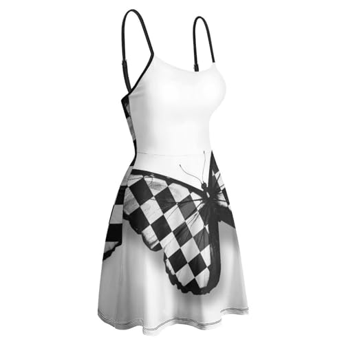 Robe d'été à bretelles papillon en plaid confortable - 4