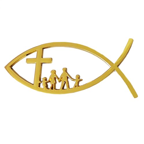 Emblema de cruz de peces de metal dorado OnlyYou.X, calcomanía vehicular