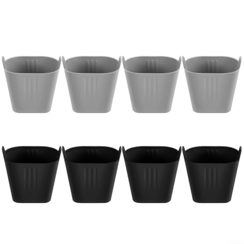 Lot de 8 moules à muffins réutilisables en silicone pour friteuse à air, moules sans cuisson pour cupcakes, œufs pochés, puddings, faciles à laver (noir gris)