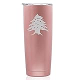 Rose Gold Double Wall Vacuum Insulated Stainless Steel Tumbler Travel Mug Cedar Tree Lebanon...