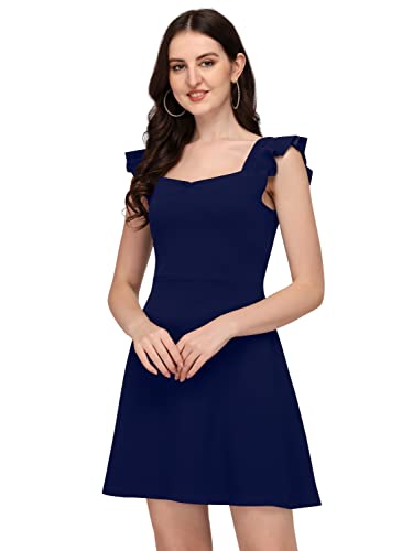 Image of Mehrang Fashion Western Dress || Stretchable Solid Sleeveles Frill Dress for Women || Western Dresses for Women || Dress for Women|| Summer Short Dresses for Women