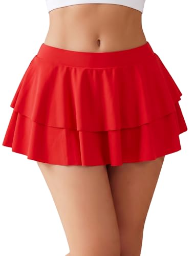 Avidlove Women Mini Skirt Lingerie Cosplay Outfit Role Playing Skirt Red XXL