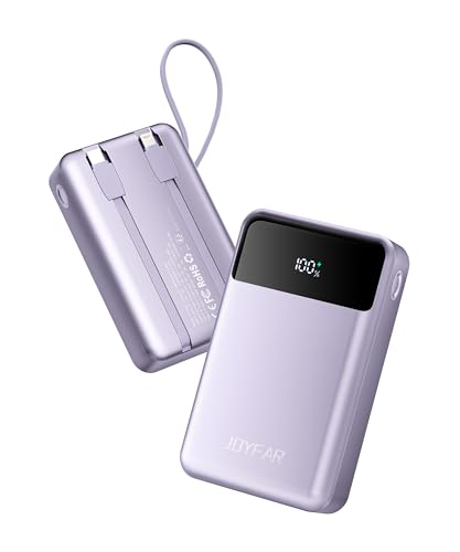 JOYFAR Portable-Charger-Power-Bank Travel Essentials Battery Pack USB C 30000mAh Built in Cable 22.5W Phone Fast Charging Powerbank Compatible with iPhone 16 15 14 13 12 X iPad Samsung Google (Purple)