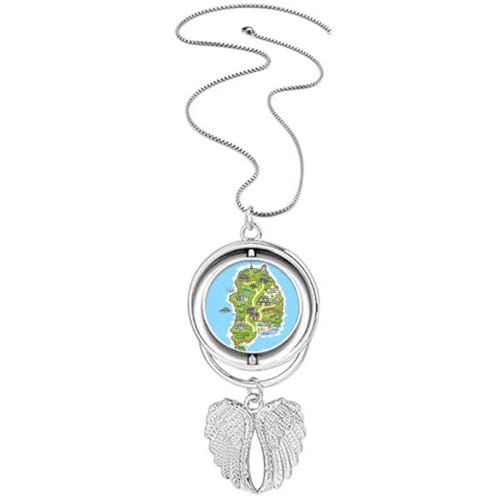Collier rotatif et pendentif monuments de Corée avec ailes d'ange