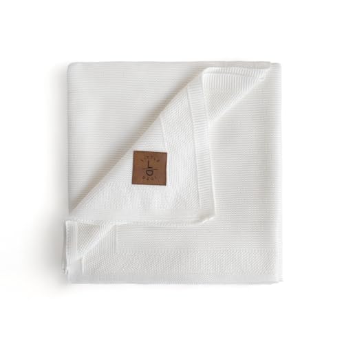 Image of Hypoallergenic Silky Baby Blanket - 30x40 Inches White, Oeko-TEX Certified, Thermal-Regulating, Soft Knit for Girls & Boys - Swaddle or Toddler Blanket, Dua