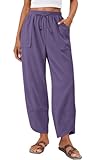 Anymiss Womens Baggy Corduroy Pants Casual Elastic Waisted Flowy Harem Trousers Purple XL