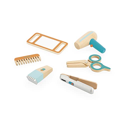 Janod - Friseurkoffer - Imitationsspiel für Berufe - incl. 6 Accessoires aus Holz - REGT die Fantasie an - FSC-Zertifiziert - Farbe auf… – Ansicht 2