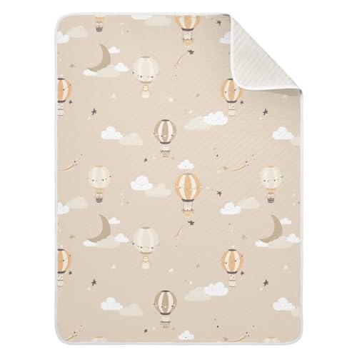 Image of Cute Hot Air Balloon Baby Blanket Cotton Cozy Throw Blanket Warm Nursery Swaddle Receiving Toddler Blankets 30 inch x 40