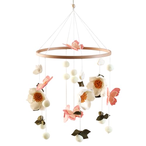 Baby Crib Mobile for Boys and Girls Floral Mobile for Crib Butterfly and Flower Nursery Decor Crib Hanging Toy for Newborn