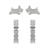 RADLEY Ladies Silver Leaping Dog Huggie Twin Pack Earrings RYJ1213S One Size