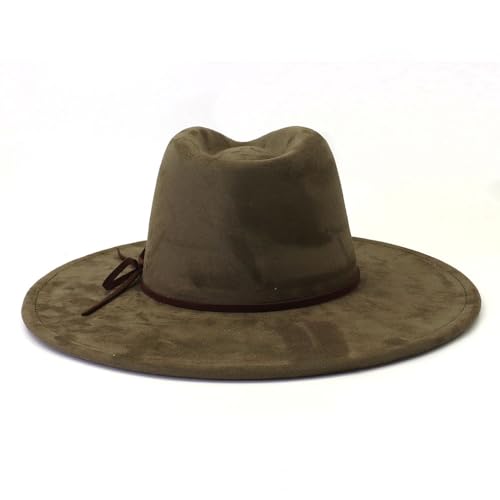 Image of Fedora Hats for Women Man with Big Wide Brim Classic Suede Panama Hat Western Outdoor hat