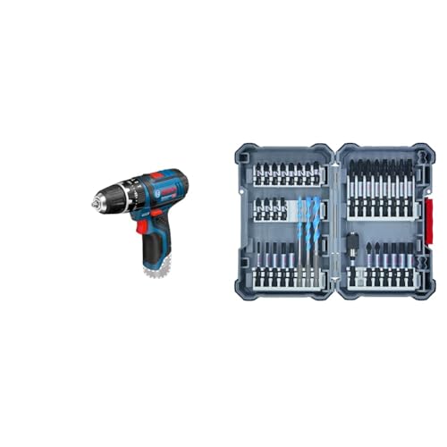 Bosch Professional 12V System Akku Schlagbohrschrauber GSB 12V-15 (ohne Akkus und Ladegerät) + 35-tlgs. Bohrer Bit Set (Pick and Click, Zubehör für Schlagschrauber, mit Bits und Universalhalter)