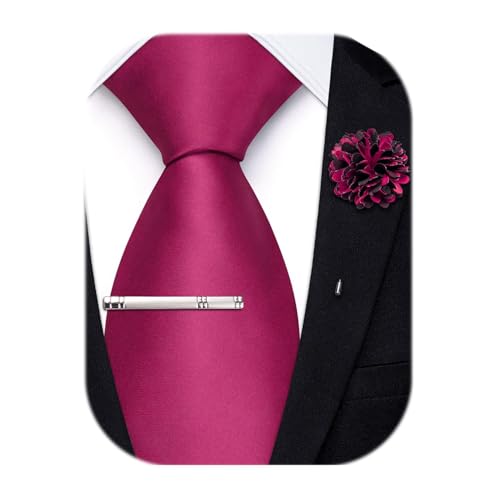 Image of Hi-Tie Men's Extra Long Solid Satin Tie Set 63 Inch /70 Inch Formal Necktie