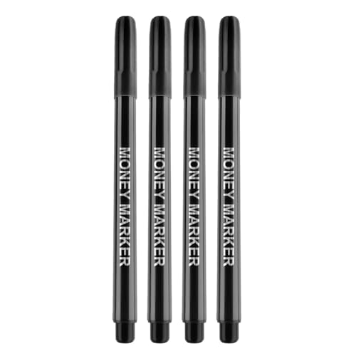 EAJORN 4Pieces Counterfeit Bill Detection Pen Efficient Fake Currency Tester Essential Fraud Prevention Tool Accurate, Black-4pcs