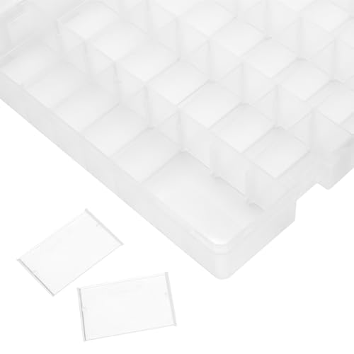Image of MOUYAT 2 PCS 48 Grids Plastic Bead Organizer Container Craft Storage Box, Clear Compartment Storage Box with Adjustable Dividers for Bead Button Jewelry Small Parts DIY Accessories