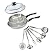 Fackelmann 9445850 Set 2 padelle 24 e 28 cm in acciaio inox 18/8, 2 coperchi in vetro e 6 utensili in acciaio inox, padella a induzione, padella senza PFAS, acciaio inossidabile 18/8, vetro, 24 e 28 immagine