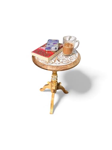Image of 'Round Edges' Handcrafted Wooden Table in Mango Wood for Living Room, Bed Room Home decore (30x30x45 cms)