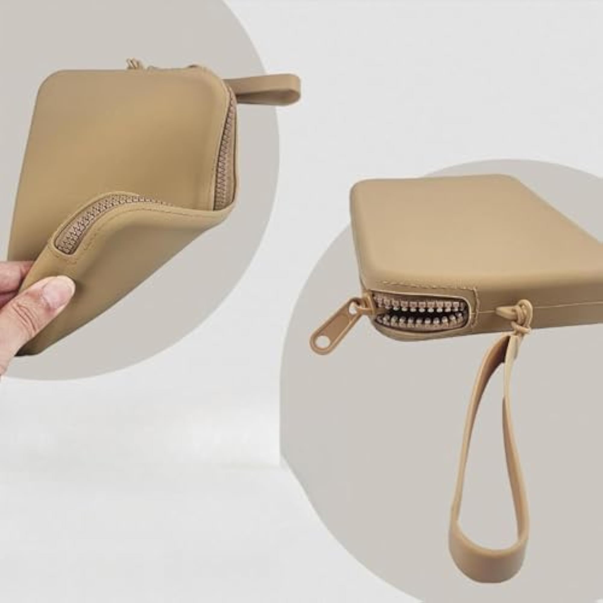 Silicone Cosmetic Storage Bag for Office & Travel, Khaki