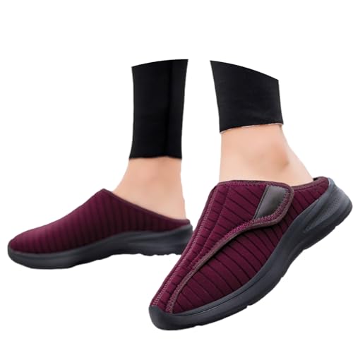 Women's Fleece Lined Slip On Winter Slippers With Adjustable Hook Loop Closure For Indoor Outdoor Comfort