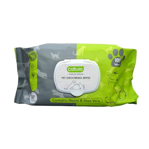 Image of Cature Care by Nature Biodegradable Pet Wipes - Aloe Vera & Neem, Gentle & Effective Cleaning for Pets (100 Wipes)