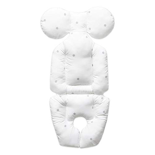 Baby Double Liner Reversible Stroller Car Seat Cushion Pad - Double Sides Breathable Modal & 3D Air Mesh Inserts Modern Dot White