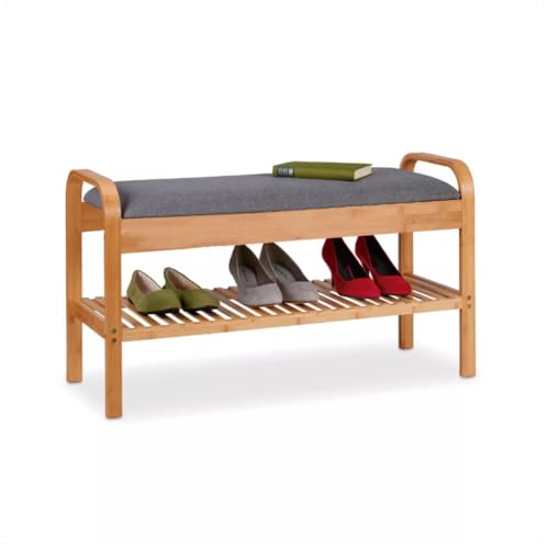 Banco em Linho com Sapateira Bambu Rest, Entrada/Corredor 90x45, ...