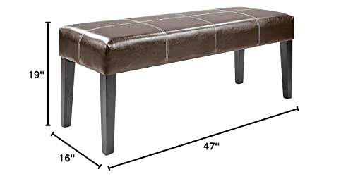 Corliving Antonio Bench In Dark Brown Bonded Leather, 47-Inch #TOP4